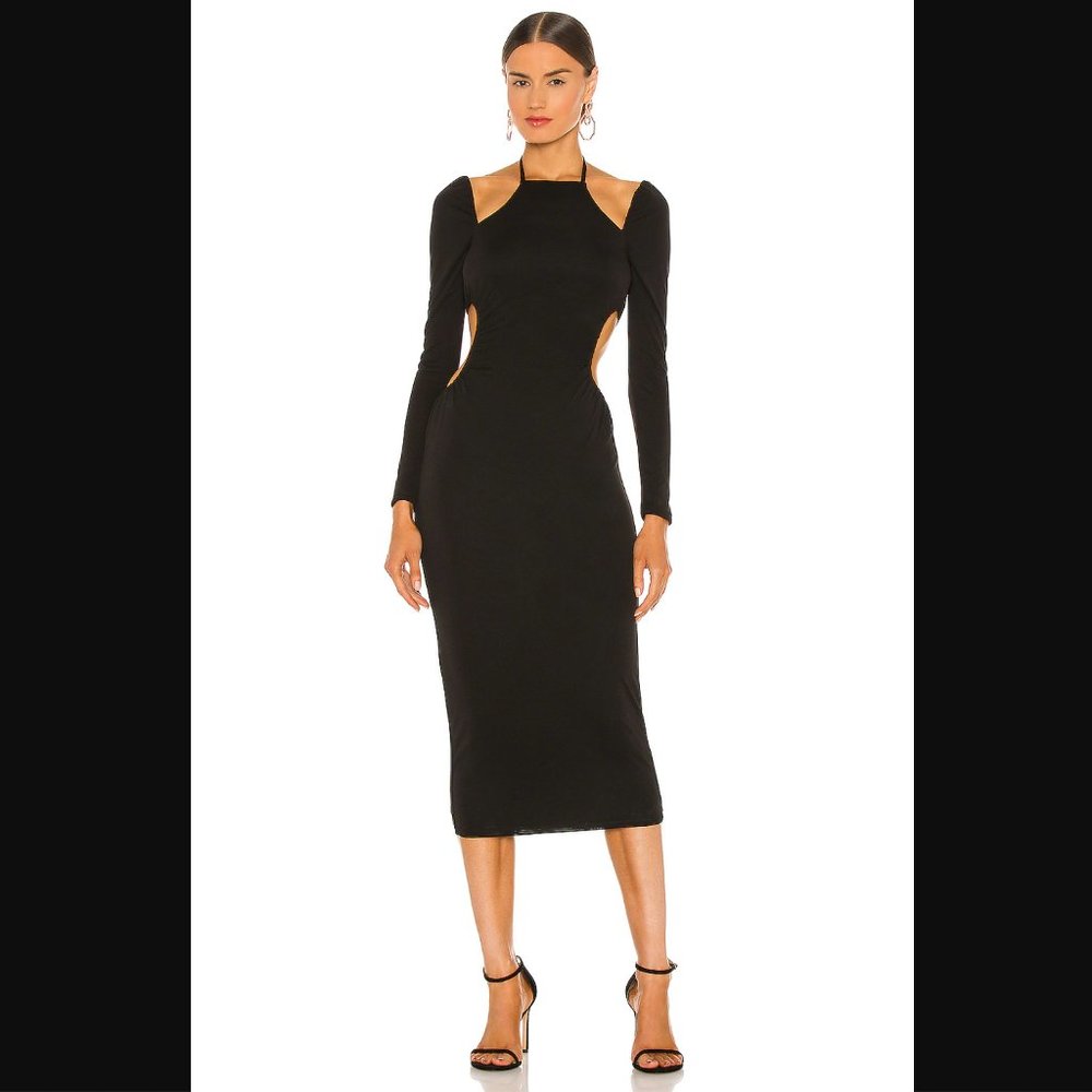 NWT NBD Bien Midi Cut Out Halter Dress Black REVOLVE PROM FORMAL WEDDING